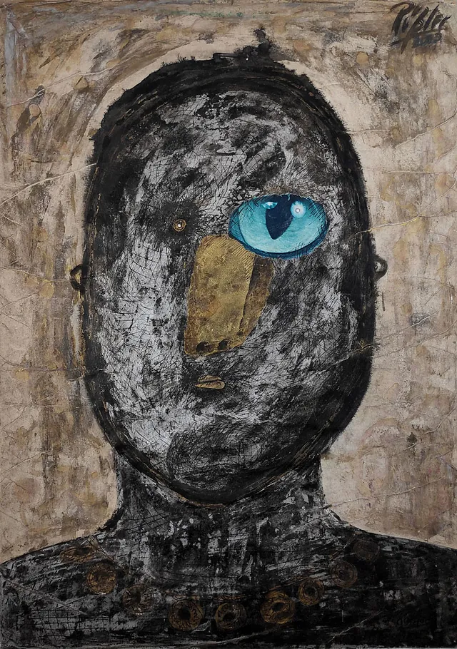 Klaus Rößler - Goldnase 57,5 x 40,5 cm, Mischtechnik 2003