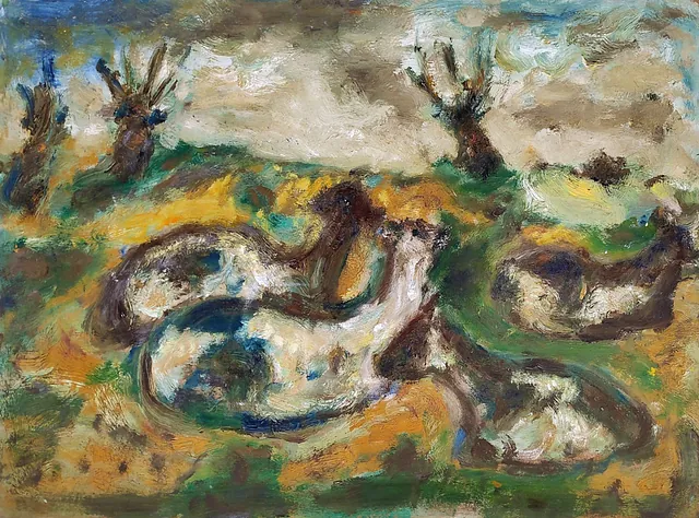 Schmiterlöw, Bertram von - Schafe und Ziegen, Öl um 1970, 52x70 cm