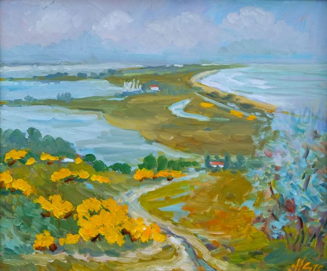 Sack-Havenstein, Hermann „Inselblick (Hiddensee)“, Öl auf Hartfaser, 1979, 50x60 cm