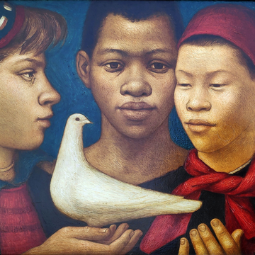 Hakenbeck, Harald „Jugend der Welt schützt den Frieden“, Öl/Tempera, 1954