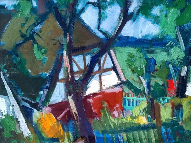 Beyer, Tom „Fischerkaten an der Ostsee“, Öl auf Malpappe, um 1970, 34x43,5 cm