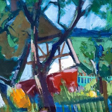 Beyer, Tom „Fischerkaten an der Ostsee“, Öl auf Malpappe, um 1970, 34x43,5 cm
