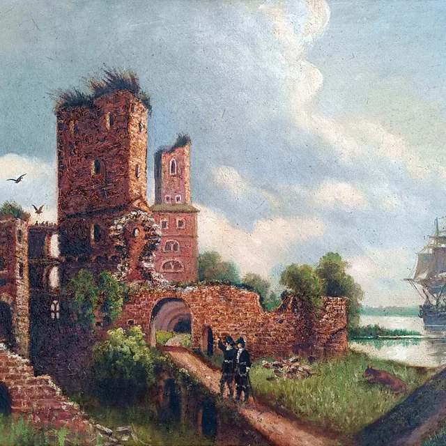 Schöngrün, Alexis Carl Gottfried „Prospekt des Schlosses von Wolgast“, Öl um 1920, 58x80 cm