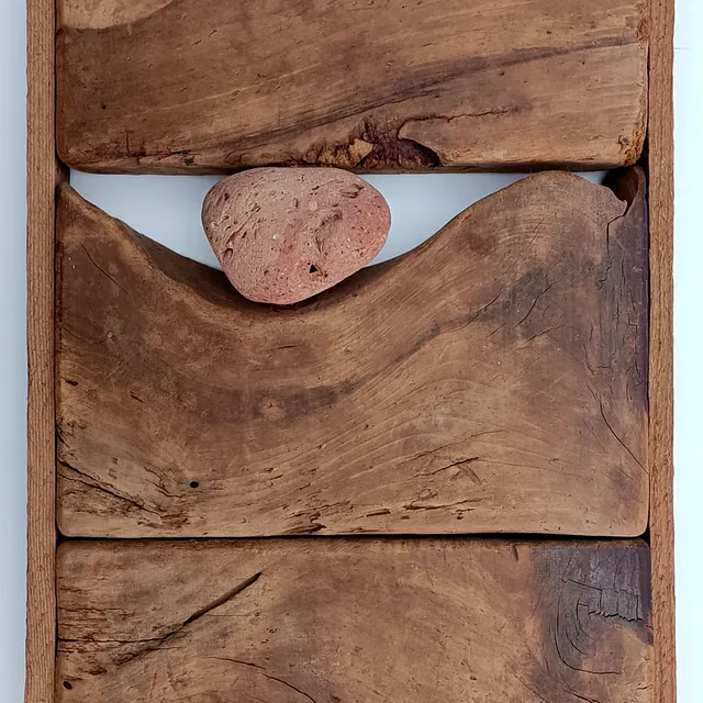Holz, Dieter „Spuren im Holz“, Materialcollage, 1979, 46,8x26 cm