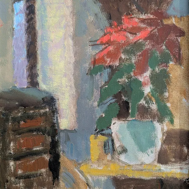 Curio, Sabine "Interieur mit Weihnachtsstern", Öl, 2004, 30x24 cm