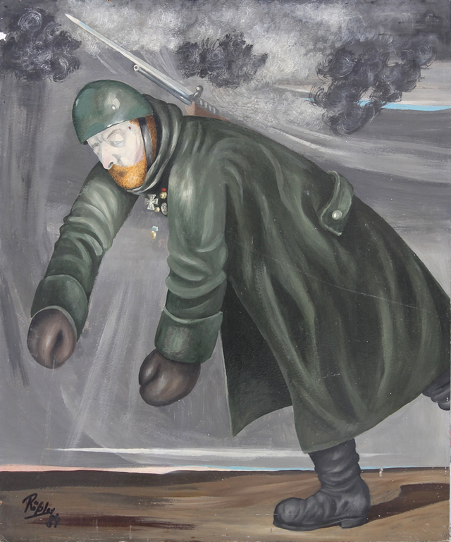 Rößler, Klaus „Mars fällt – Fallender“, Öl, 1984