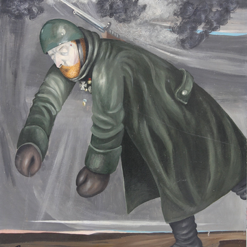Rößler, Klaus „Mars fällt – Fallender“, Öl, 1984