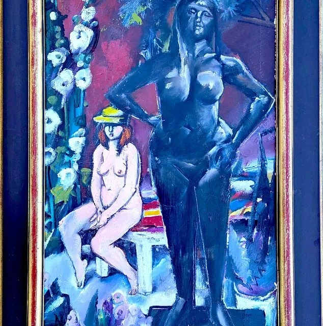 Womacka, Walter „Der gelbe Hut“, Öl, 1990, 70x43 cm