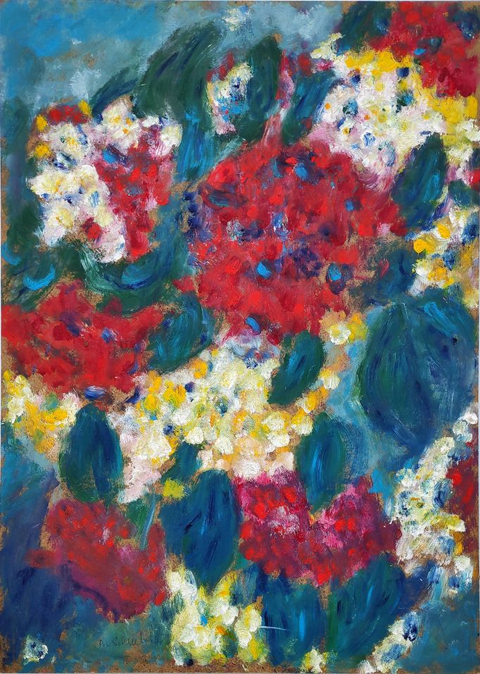 Schmiterlöw, Bertram von - Blumen I, Öl auf Hartfaser, um 2010, Maße 70x50 cm
