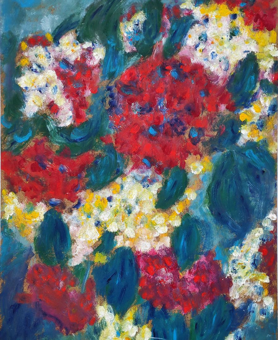 Schmiterlöw, Bertram von - Blumen I, Öl auf Hartfaser, um 2010, Maße 70x50 cm