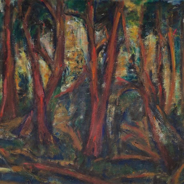 Schmiterlöw, Bertram von - Wald, Öl auf Hartfaser, um 1998, Maße 64x66 cm