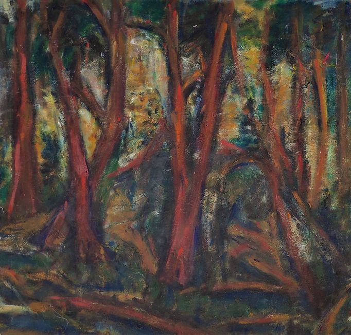 Schmiterlöw, Bertram von - Wald, Öl auf Hartfaser, um 1998, Maße 64x66 cm