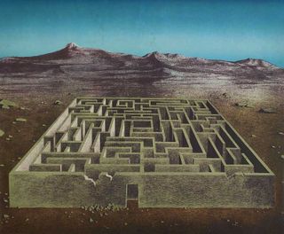 Kastner, Manfred „Der Garten des Minotaurus“, Farblithografie, 1980, 46x55,8 cm