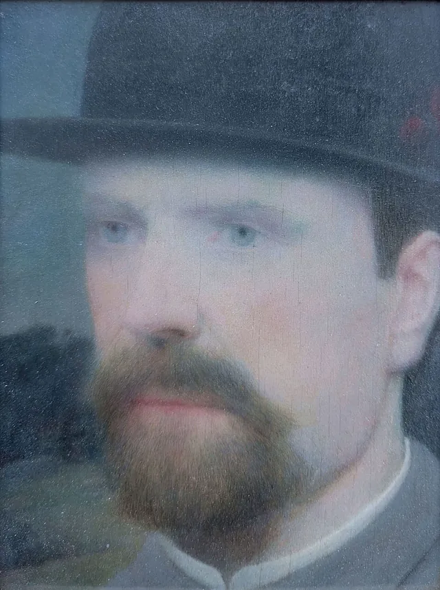 Gustav Wimmer (1877 Stettin - 1964 Kiel) Kopf eines Mannes mit Hut, Öl, um 1950, 21x16 cm