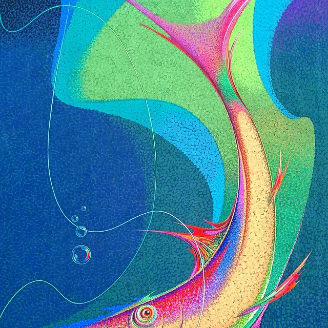 Lattner, Konrad Adolf „Goldener Fisch“, Öl auf Hartfaserplatte, ohne Jahr, 63x50 cm