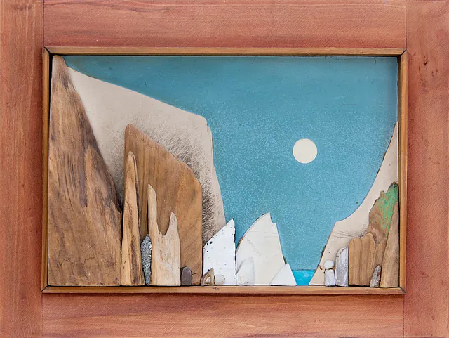 Kreidefelsen, Materialcollage, um 1980, Maße26,8x35,6 cm