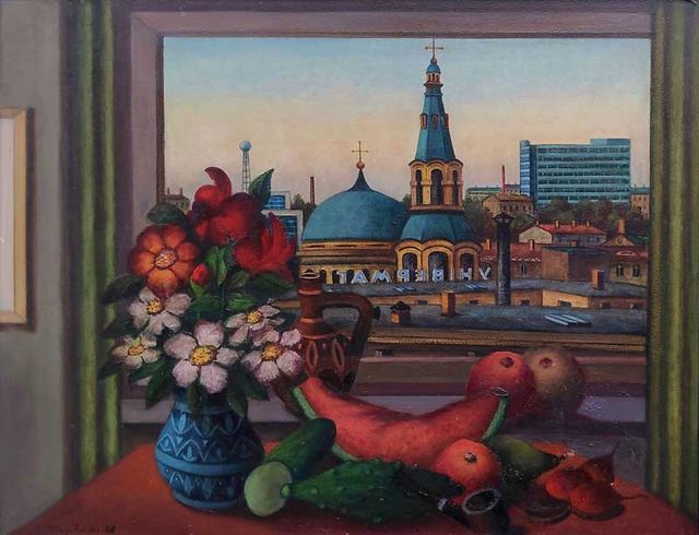 Stephan, Oskar Erich "Odessaer Stilleben", Öl auf Hartfaser, 1982/86, 70x90 cm