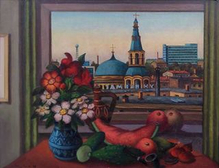 Stephan, Oskar Erich "Odessaer Stilleben", Öl auf Hartfaser, 1982/86, 70x90 cm