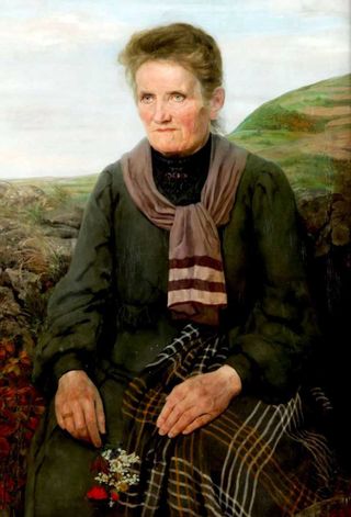 Wimmer, Gustav "Bildnis der Mutter vor hügeliger Landschaft", Öl auf Leinwand, 1910-15, 98x68 cm, WVZ-Nr. 27