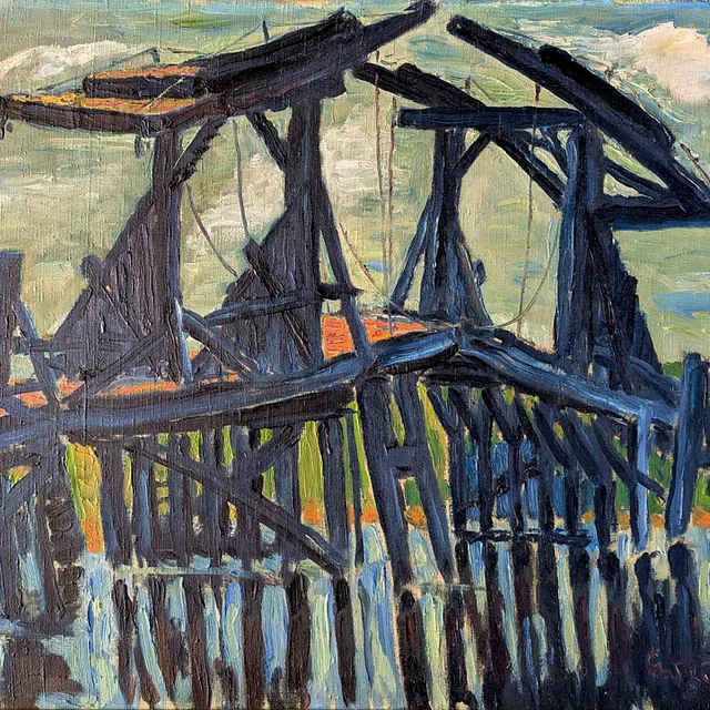 Vogler, Günther „Wiecker Brücke“, Öl, 1930, 80x100 cm