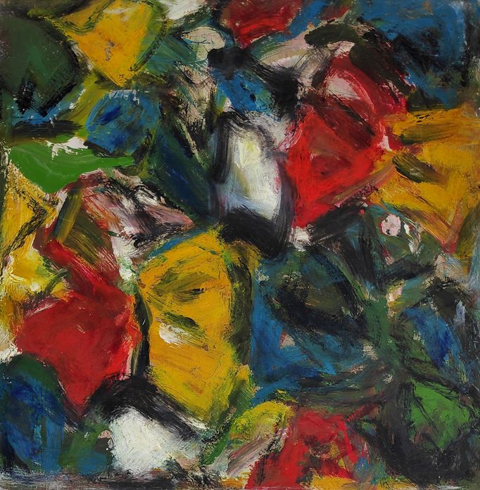Schmiterlöw, Bertram von - Blumen X, Öl auf Hartfaser, um 1960, Maße 32x31 cm