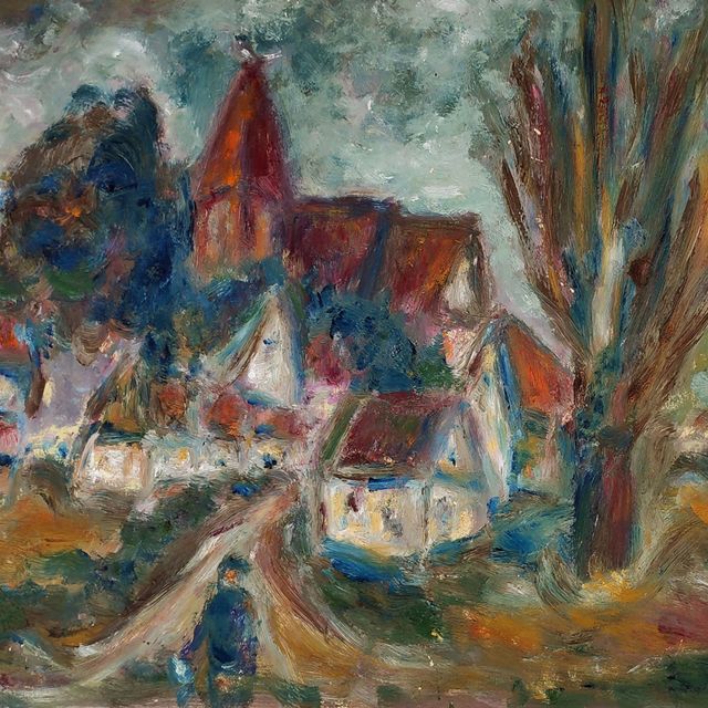 Schmiterlöw, Bertram von -Blick auf Richtenberg, Öl auf Hartfaser, um 1970, Maße 50x59 cm