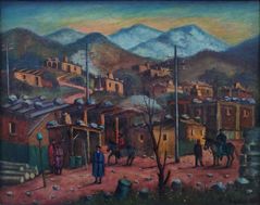 Stephan, Oskar Erich "Im Kischlak Sidi (Pamir), Öl auf Hartfaser, 1983, 60x75 cm