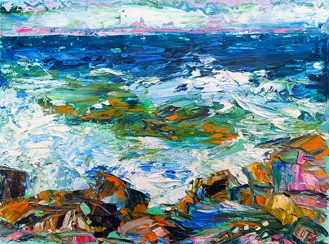 Ellena Olsen „Im Seewind“, Öl auf Karton, 2022, 23X30 cm
