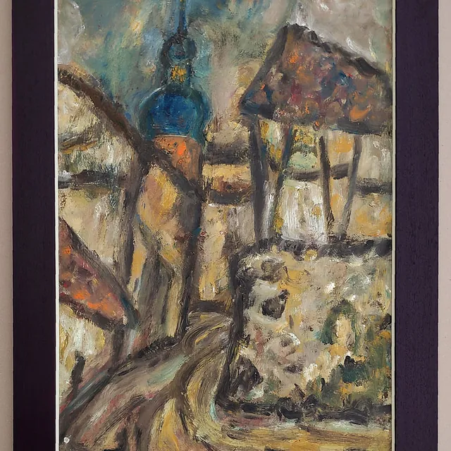 B.v.Schmiterlöw „Straßenansicht Stralsund I“, Öl auf Hartfaser, ohne Jahr, 70x50 cm