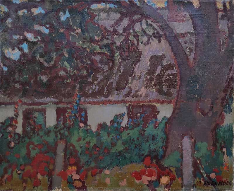 Kühn, Rosa „Altes Fischerhaus in Zempin“, Öl auf Leinwand, unten rechts signiert und datiert, 1953, 36x44 cm