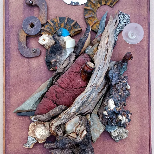 Holz, Dieter „Thüringer Stilleben verfallen“, Materialcollage, um 1980, 47x38,5 cm