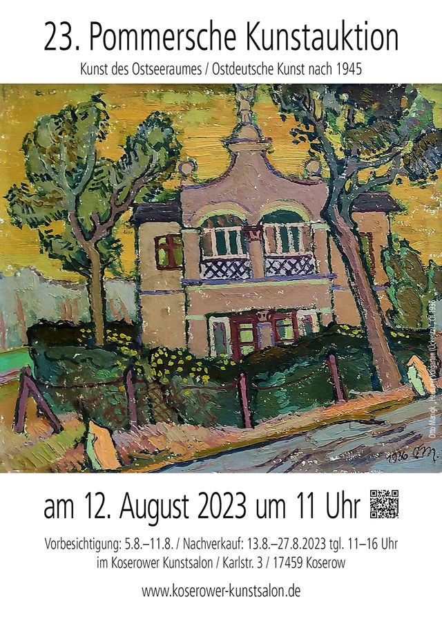 23. POMMERSCHE KUNSTAUKTION AM 12. AUGUST 2023 UM 11:00 UHR