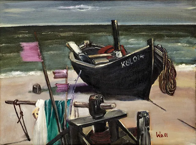 Walter Womacka - Boot am Strand II, Öl 2001