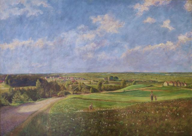 Körner, Willy „Odertal bei Stettin – Blick nach Pölitz“, Öl auf Holz, 1938, 72x100 cm