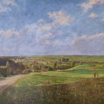 Körner, Willy „Odertal bei Stettin – Blick nach Pölitz“, Öl auf Holz, 1938, 72x100 cm