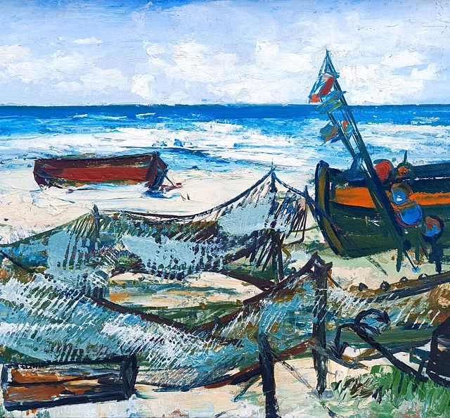 Lietz, Heinrich „Am Fischerstrand“, Öl, 1967, 30x40 cm