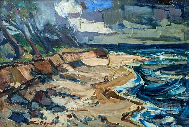 Tom Beyer - Strand bei Göhren 37 x 54 cm, Öl um 1960