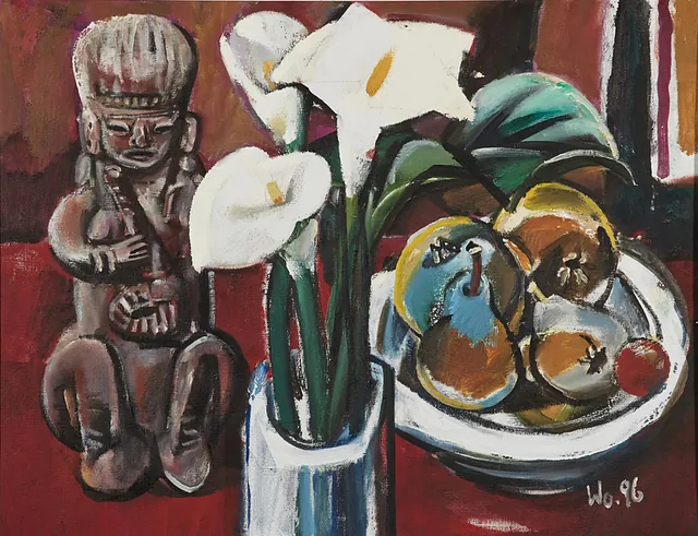 Walter Womacka - Callas und Fruchtschale, Öl 1996