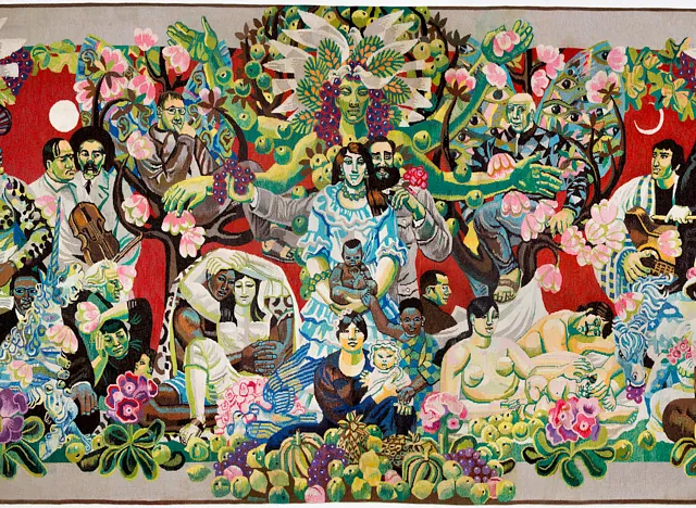 Kandt-Horn, Susanne „Eines Tages werden die Menschen wie Brüder leben“, Gobelin, 1983, 200x382 cm