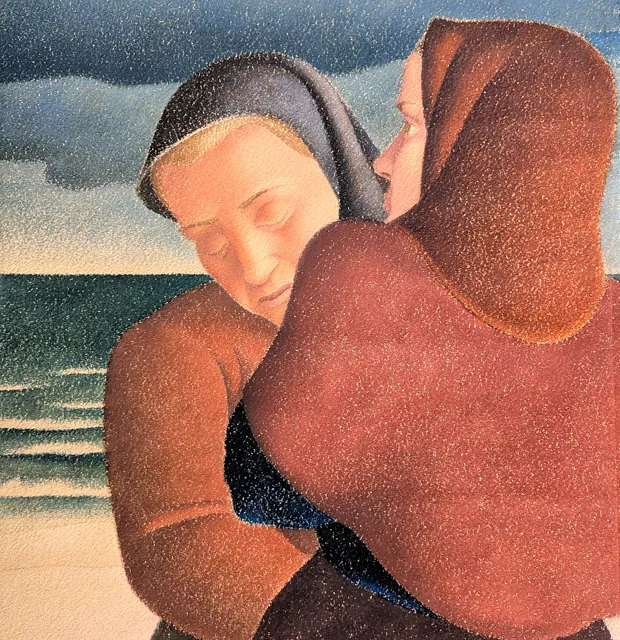 Lattner, Konrad Adolf „Zwei Frauen am Meer", Gouache, um 1930, 70x50 cm