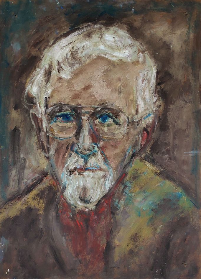 Schmiterlöw, Bertram von - Portrait Jo Jastram, Öl auf Hartfaser, um 1990, Maße 73x53 cm