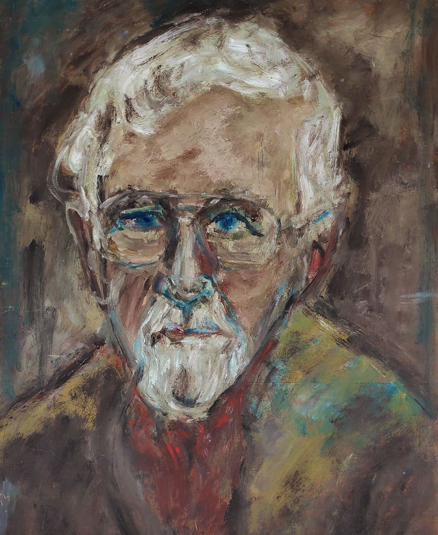 Schmiterlöw, Bertram von - Portrait Jo Jastram, Öl auf Hartfaser, um 1990, Maße 73x53 cm