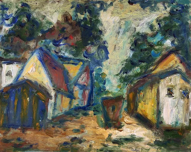 Schmiterlöw, Bertram von - „Straßenansicht Franzburg“, Öl, 1998, 44,5x56 cm