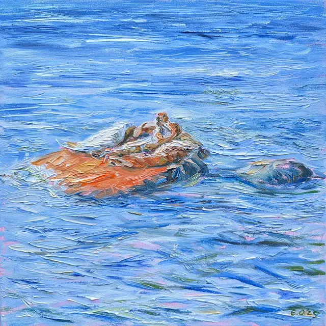 Robben auf der Oie, Öl auf Leinwand, 2025