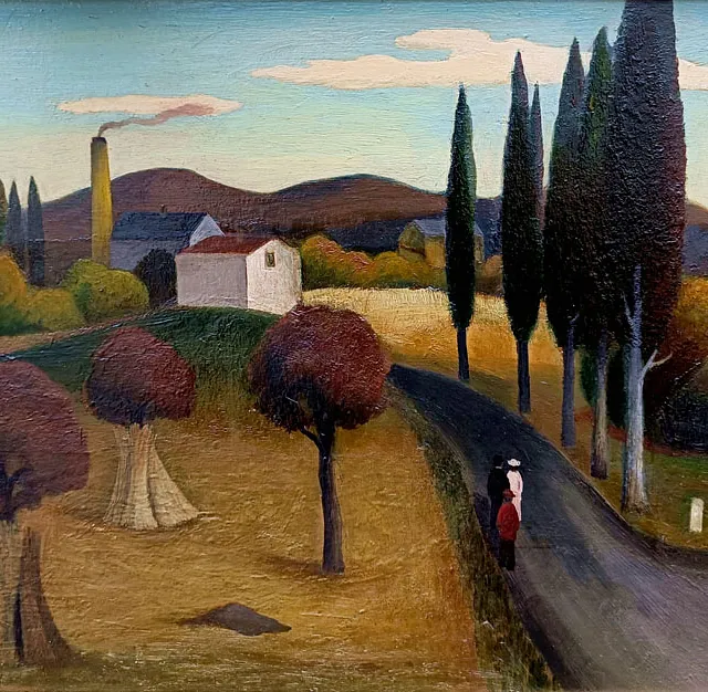 Rolf Werner (1916 Leipzig - 1989 Bansin) Der Spaziergang, Öl, um 1975-80, 25x35,5 cm