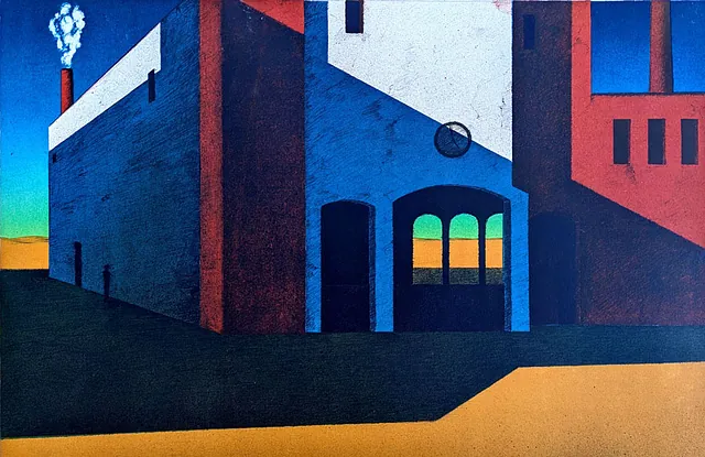 Manfred Kastner - Architektur 45 x 60 cm, Offsetlithografie 1984