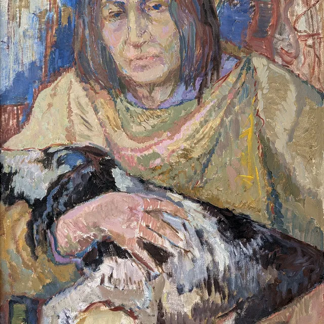 Kopetz, Vera „Selbst mit Hund“, Öl, 1967, 66x50 cm