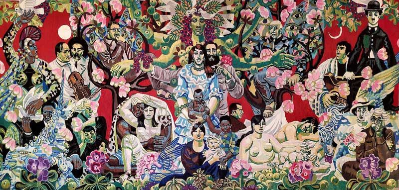 Kandt-Horn, Susanne „Eines Tages werden die Menschen wie Brüder leben“, Gobelin, 1983, 400x200 cm