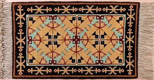 Freester - Fischerteppich Vierfisch mit Ankerrosette 58 x 93 cm, um 1960