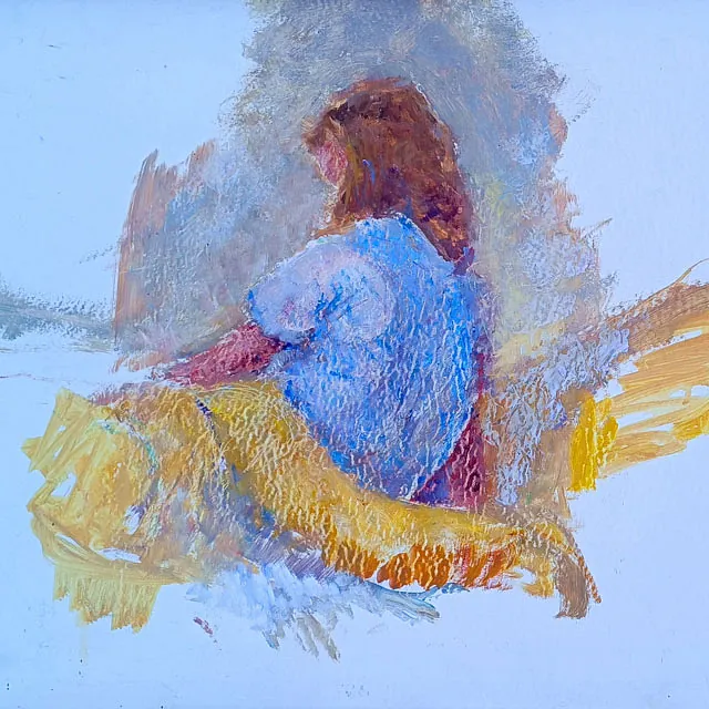 Niemeyer-Holstein, Otto „Sitzende seitlich“, Ölstudie auf Hartfaser, um 1980, 40x49,5 cm